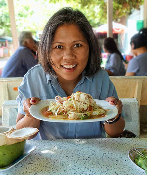 The author with plate of Som Tam